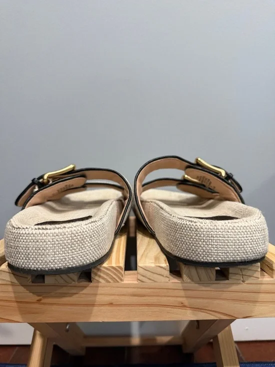 J.Crew Woven Double-Buckle Slide Sandals with Gold Hardware size 9 - Picture 10 of 13
